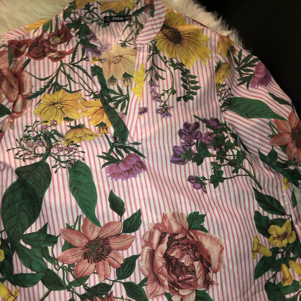 Flower pink blouse